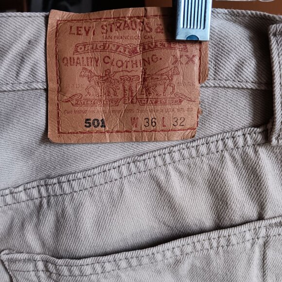 Vintage Men's Levi's 501 Jeans 34x31 Fit 1990's Sand Denim Made USA Buttonfly - Picture 5 of 10